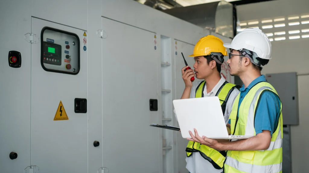 Engineers conducting independent verification of UPS system performance